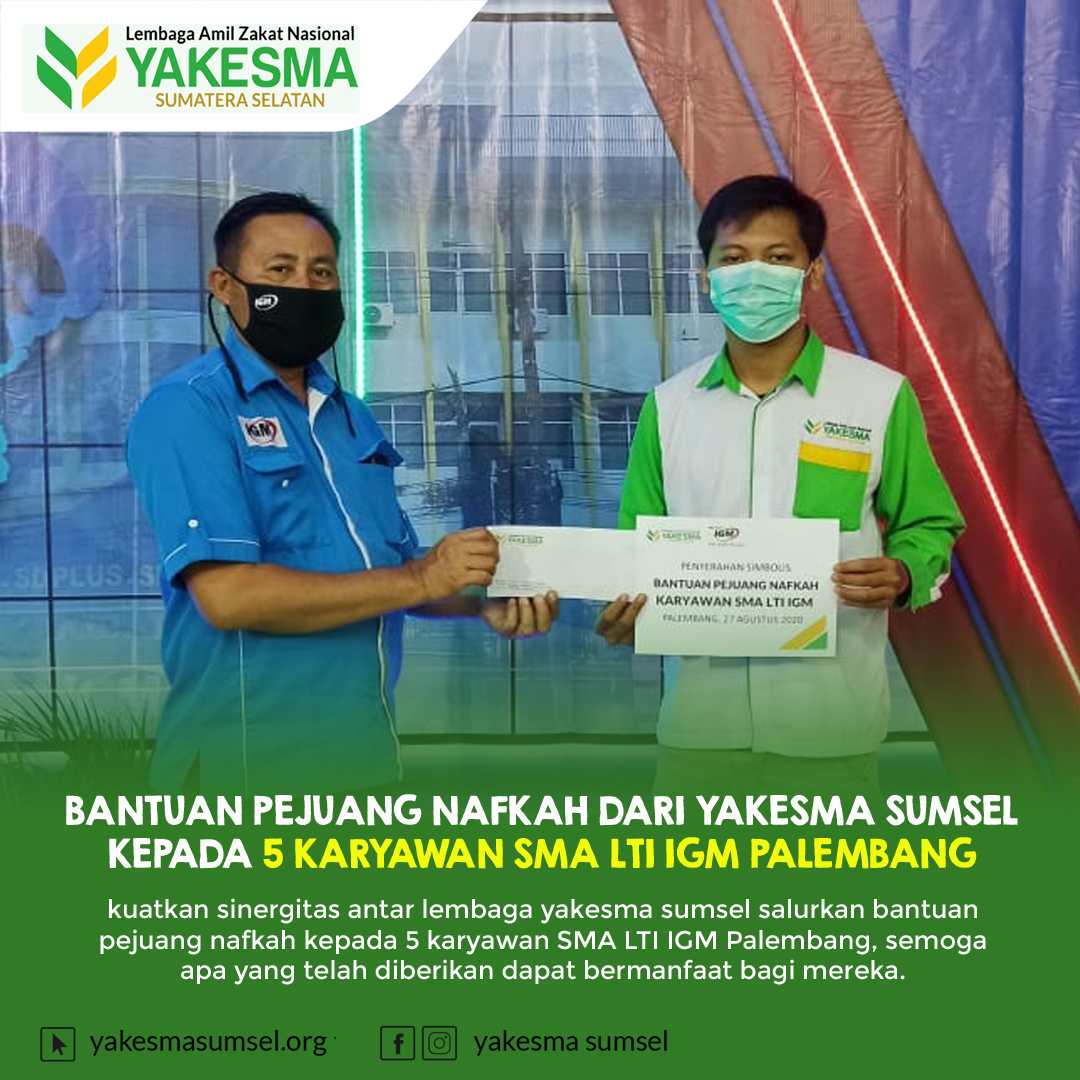 Read more about the article Kuatkan Sinergitas Yakesma Sumsel bantu 5 karyawan SMA LTI IGM Palembang