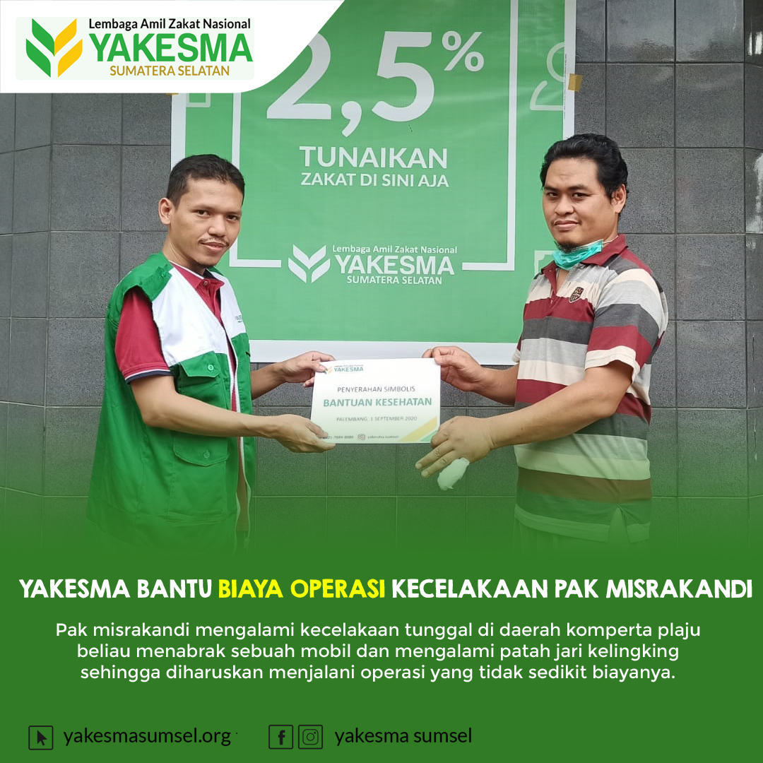 Read more about the article Alami Kecelakaan, Yakesma Sumsel Bantu Pak Misrakandi Jalani Operasi Jari Kelingking